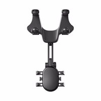 Automašīnas tālruņa turētājs atpakaļskata spogulim - melns