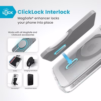 Speck Presidio Perfect-Clear ClickLock & MagSafe - iPhone 16 maciņš (Clear / Chrome Finish / Serene sudrabs)