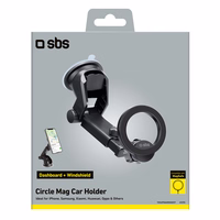 SBS TESUPMAGRINGEXT viedtālruņa turētājs paneļa un vējstikla stiprināšanai, saderīgs ar MagSafe - melns