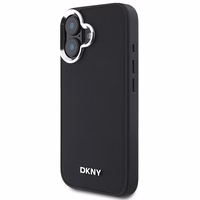 DKNY Vienkāršs sudraba logotips magnētiskais iPhone 16 viedtālruņa apvalks - melns