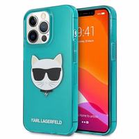 Karl Lagerfeld KLHCP13LCHTRB iPhone 13 Pro / 13 6.1" zils cietais apvalks Spīguļu Choupette Fluo