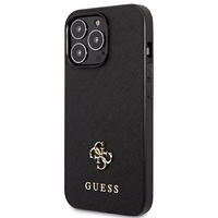 Guess Saffiano 4G Small Metal Logo viedtālruņa apvalks iPhone 13 Pro / 13 6.1" - melna