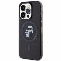 Viedtālruņa apvalks Karl Lagerfeld Karl&Choupette Glitter Magnētiskais MagSafe iPhone 15 Pro - melns (m)
