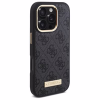 Guess 4G Logo Plate Magnētiskais viedtālruņa apvalks iPhone 16 Pro Max - melns
