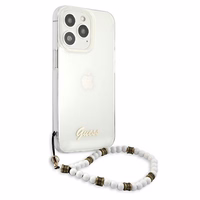 Guess GUHCP13LKPSWH iPhone 13 Pro / 13 6.1" caurspīdīgs cietais apvalks White Pearl
