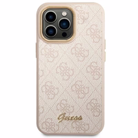 Guess 4G Vintage Gold Logo viedtālruņa apvalks iPhone 14 Pro Max - rozā
