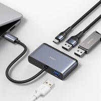USAMS adapteris HUB 4w1 2xUSB 2.0/USB 3.0/ USB-C tumši pelēks SJ627HUB01 (US-SJ627)