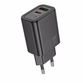Lādētājs viedtālrunim Hoco USB A + USB C QC3.0 PD 3A 30W N63 melns