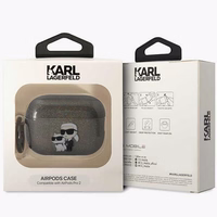 Karl Lagerfeld KLAP2HNKCTGK AirPods Pro 2 apvalks melns/melns Mirdzošs Karl&Choupette