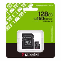 Kingston atmiņas karte 128GB microSDXC Canvas Select Plus Gen3 150MB/s A1 Card + Adapter