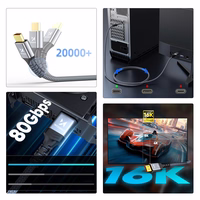 Wozinsky WPS-16AYL2S DisplayPort 2.1 kabelis VESA sertificēts 80 Gb/s 16K@60Hz 8K@120Hz 4K@240Hz HDR HDCP DSC 2m - melns