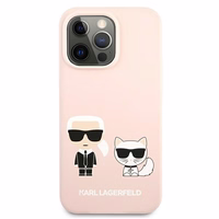 Karl Lagerfeld Silikonais Karl&Choupette apvalks iPhone 13 Pro / iPhone 13 - gaiši rozā krāsas