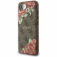 Guess 4G Flowers Print magnētiskais viedtālruņa apvalks iPhone 16e - brūns