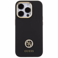 Guess silikona Logo Strass 4G viedtālruņa apvalks iPhone 15 Pro Max - melns