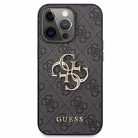 Guess GUHCP13L4GMGGR iPhone 13 Pro / iPhone 13 6.1 pelēkais ciets apvalks 4G Big Metal Logo