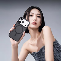 Rock Guard Touch Matte Sērijas Magnētiskā Apvalks Iphone 17 Pro - melns (metāla objektīva rāmis)