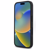 BMW M perforētā trīskrāsu līnija iPhone 16 apvalks - melns