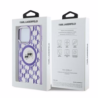 Karl Lagerfeld IML Monogram Karl & Choupette Head MagSafe apvalks iPhone 15 Pro Max - violets