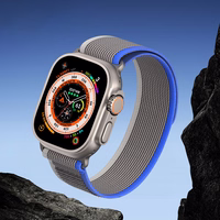 Sporta Velcro siksna Apple Watch Ultra / 9 / 8 / 7 / 6 / SE / 5 / 4 / 3 / 2 / 1 (42, 44, 45, 49 mm) Dux Ducis siksna YJ versija - zila-pelēka