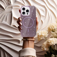 Magnētiskais Īpaši Plāns Spīdīgs viedtālruņa apvalks Iphone 15 violeta