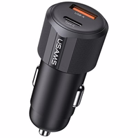 Auto lādētājs USAMS YT Series CC283 60W 1xUSB-A 1xUSB-C melns