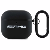 AMG ādas balts logotips viedtālruņa apvalks AirPods 4 - melns / balts