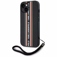 Karl Lagerfeld Saffiano Athleisure Stripes Cord viedtālruņa apvalks iPhone 15 - sarkans