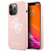 Guess silikona 4G logotipa viedtālruņa apvalks iPhone 13 Pro Max 6.7" - rozā