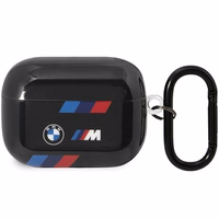 BMW BMAP222SOTK AirPods Pro 2 paaudzes apvalks melns/melns ar trīskrāsu svītrām