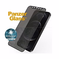 PanzerGlass E2E Super+ Microfracture antibakteriālais privātuma rūdītais stikls iPhone 12 / 12 Pro – ar melnu ietvaru
