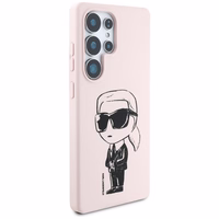 Karl Lagerfeld Silikona Grafiti Ikonik drukāts logotips Magnētiskais apvalks Samsung Galaxy S25 Ultra - rozā