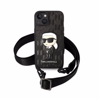Karl Lagerfeld KLHCP14SSTKMK iPhone 14 6.1" melns/melns cietais apvalks Monogramma Ikonik Plāksteris