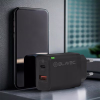 Blavec sienas lādētājs BC-5 GaN - USB + Type C - PD QC 45W 3A (TCBC5G-UCB453A) melns