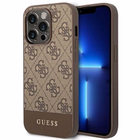 Guess GUHCP14LG4GLBR iPhone 14 Pro 6.1" brūns/brūns cietais apvalks 4G Stripe kolekcija