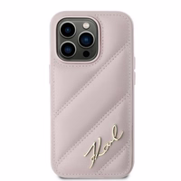 Karl Lagerfeld Diagonal Quilted Script viedtālruņa apvalks iPhone 14 Pro - rozā