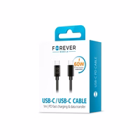 Forever kabelis USB-C - USB-C 1,0 m 60W melns