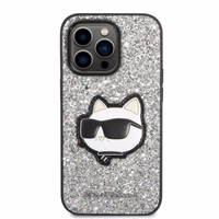 Karl Lagerfeld KLHCP14LG2CPS iPhone 14 Pro 6.1" sudraba/sudraba cietais apvalks Spīdumi Choupette uzlīme