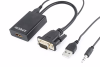 Gembird A-VGA-HDMI-01 video cable adapter 0.15 m HDMI Type A (Standard) VGA (D-Sub) melns