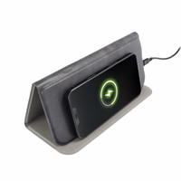 Peles paliktnis ar bezvadu lādētāju 15W OJD-82 brūns pelēks