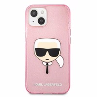 Karl Lagerfeld Glitter Karl's Head apvalks iPhone 13 mini - rozā