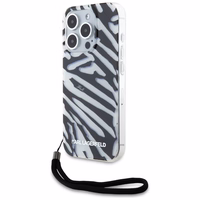Karl Lagerfeld IML Zebra Pattern & Cord viedtālruņa apvalks iPhone 15 Pro - melns