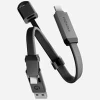 Kabelis Energea Sheath Key 2w1 USB-C uz USB-C/USB-A 480Mbps 60W 15cm gunmetal
