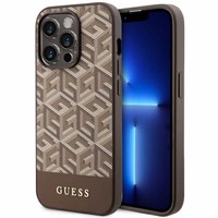 Guess GUHMP14XHGCFSEW iPhone 14 Pro Max 6.7" brūns/brūns cietais apvalks GCube Stripes MagSafe