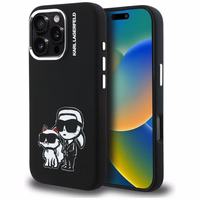 Karl Lagerfeld Silikona Karl&Choupette Sketch MagSafe Maciņš for iPhone 16 Pro Max - melns