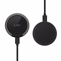 Tech-Protect QI15W-A33 indukcijas lādētājs ar MagSafe un statīvu ar USB-A / USB-C kabeli - melns
