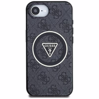 Guess IML Metal Glitter 4G Circle Triangle magnētiskais viedtālruņa apvalks iPhone 16e - melns