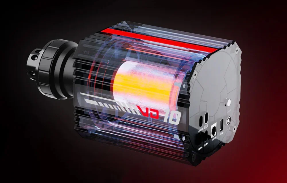 VD10 stūres bāzes motora tuvplāns.