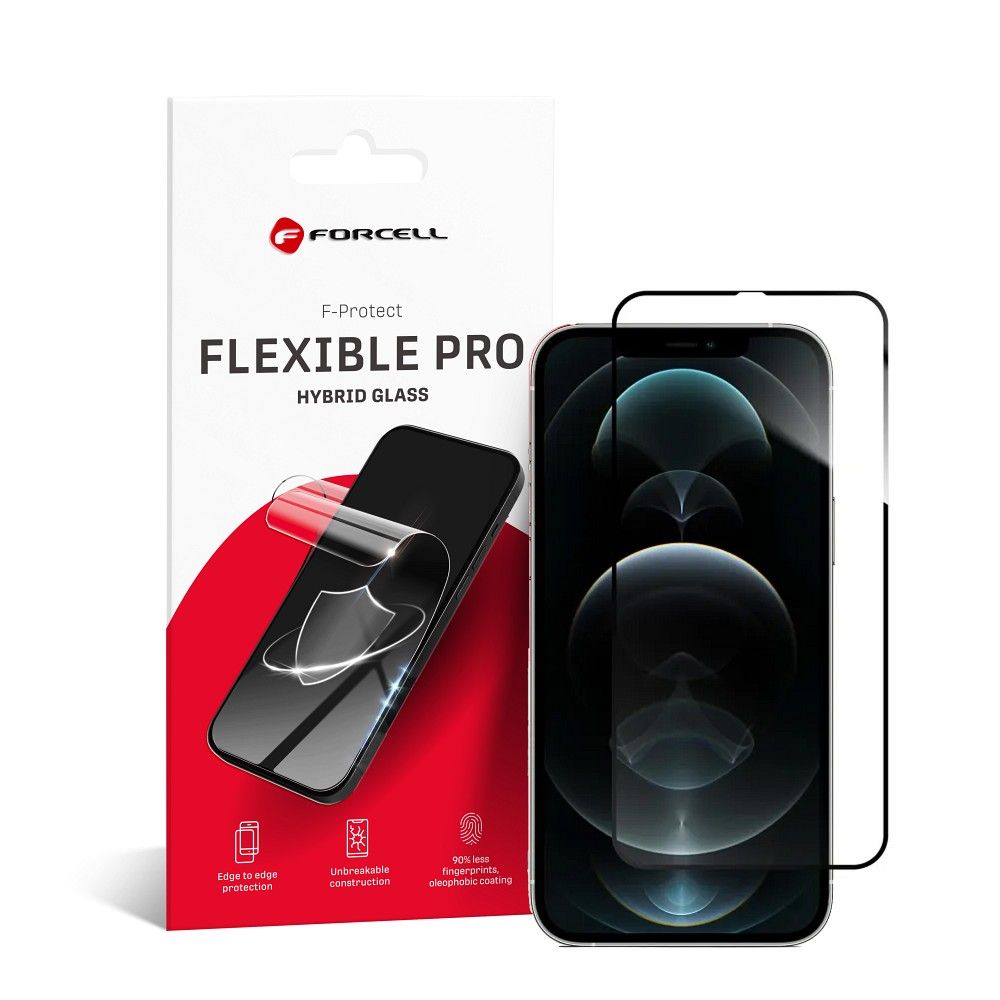 Aizsargstikls Forcell Flexible Nano Glass 5D for iPhone Xs Max/11 Pro Max - melns (m)