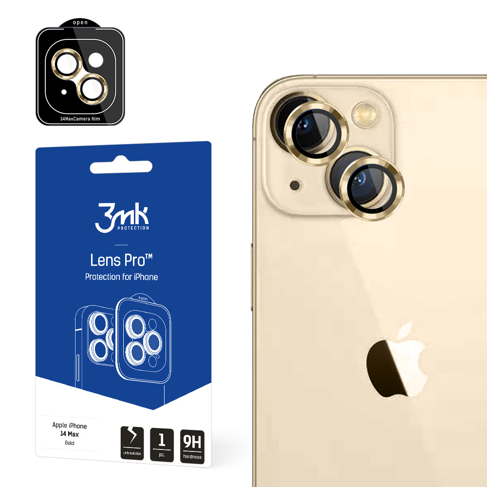 Kameras stikls iPhone 14 Plus 9H 3mk Lens Protection Pro sērijas objektīvam - zelta