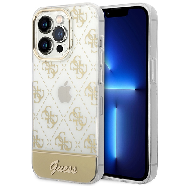Guess GUHCP14LHG4MHG iPhone 14 Pro 6.1 "zeltains / zeltains cietais apvalks 4G Raksta Scenārijs